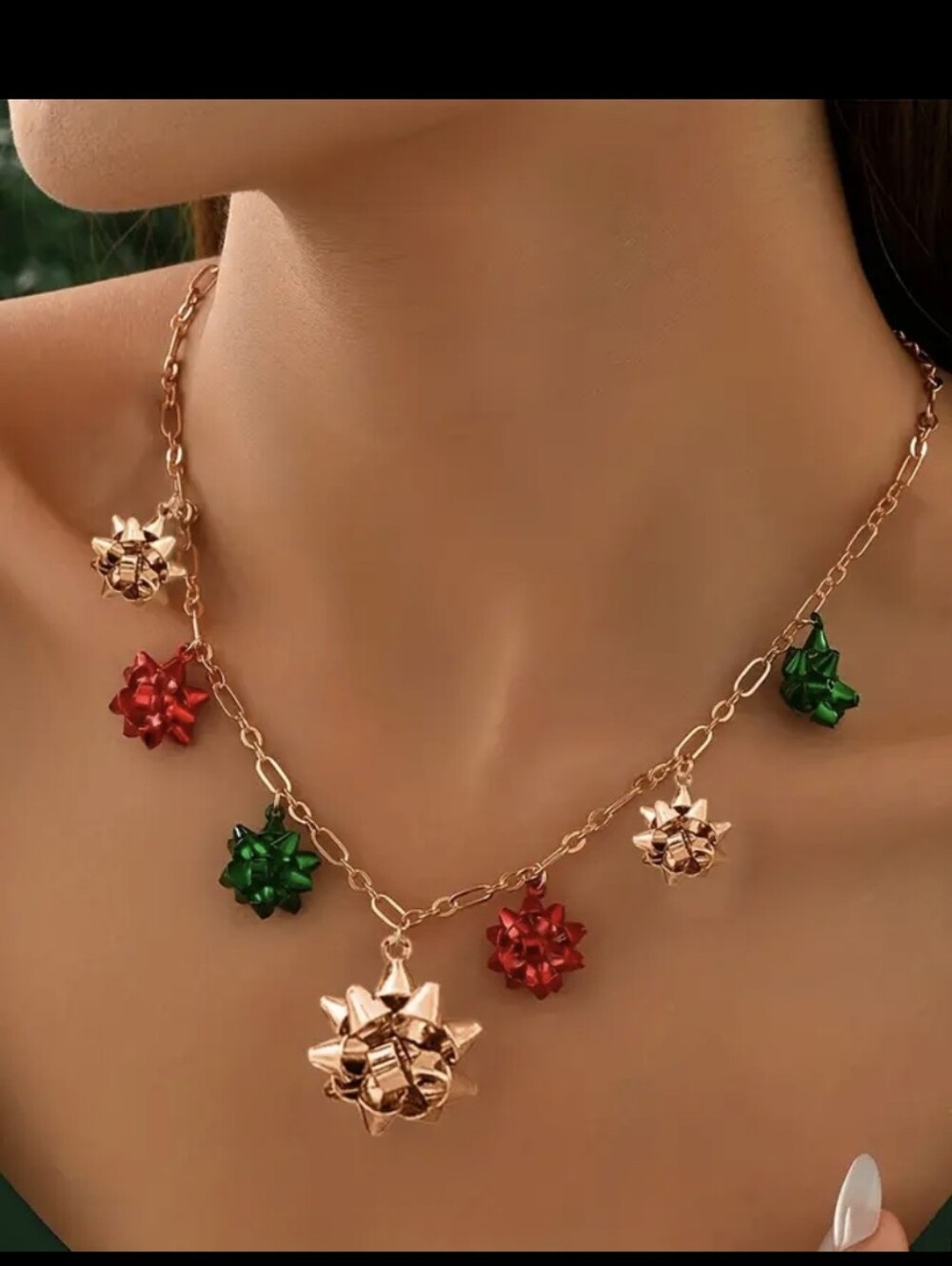 Christmas Bow Charm Necklace